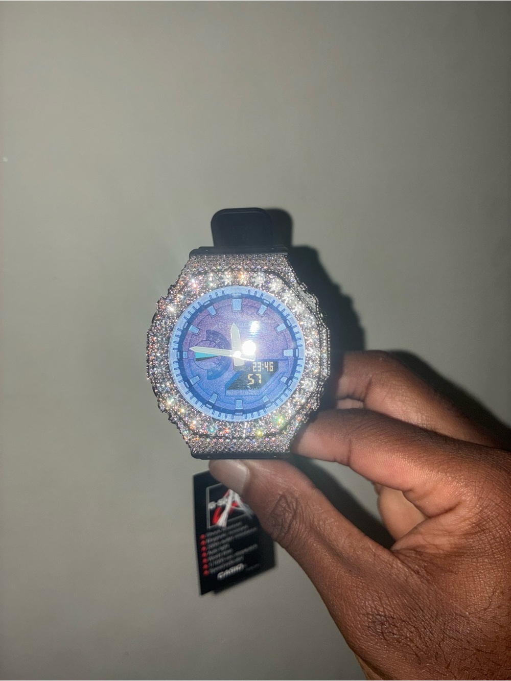 G-Shock Men's Watch with Blue Dial and Multicolor Crystal Bezel
